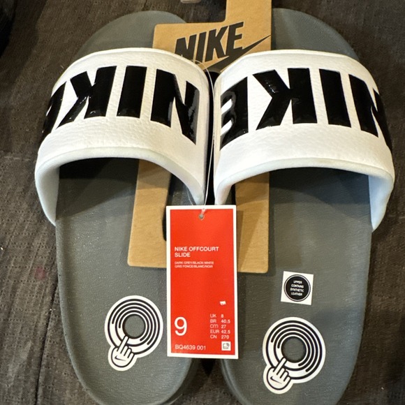 Men's Nike Offcourt Slide Dark Grey/Black-White (BQ4639 001) Size 9 - Picture 8 of 9